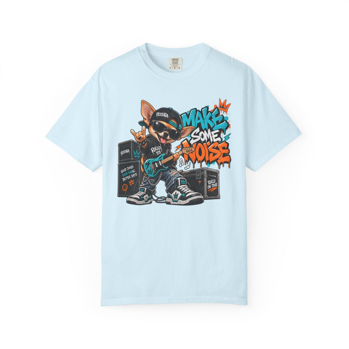 Make Some Noise Rocco Graphic T-Shirt — Streetwear Rock Dog Tee