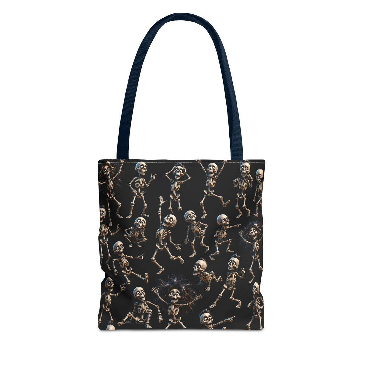 Spooky Skeleton Crew Halloween Tote Bag - Cute 3D Skeleton Pattern