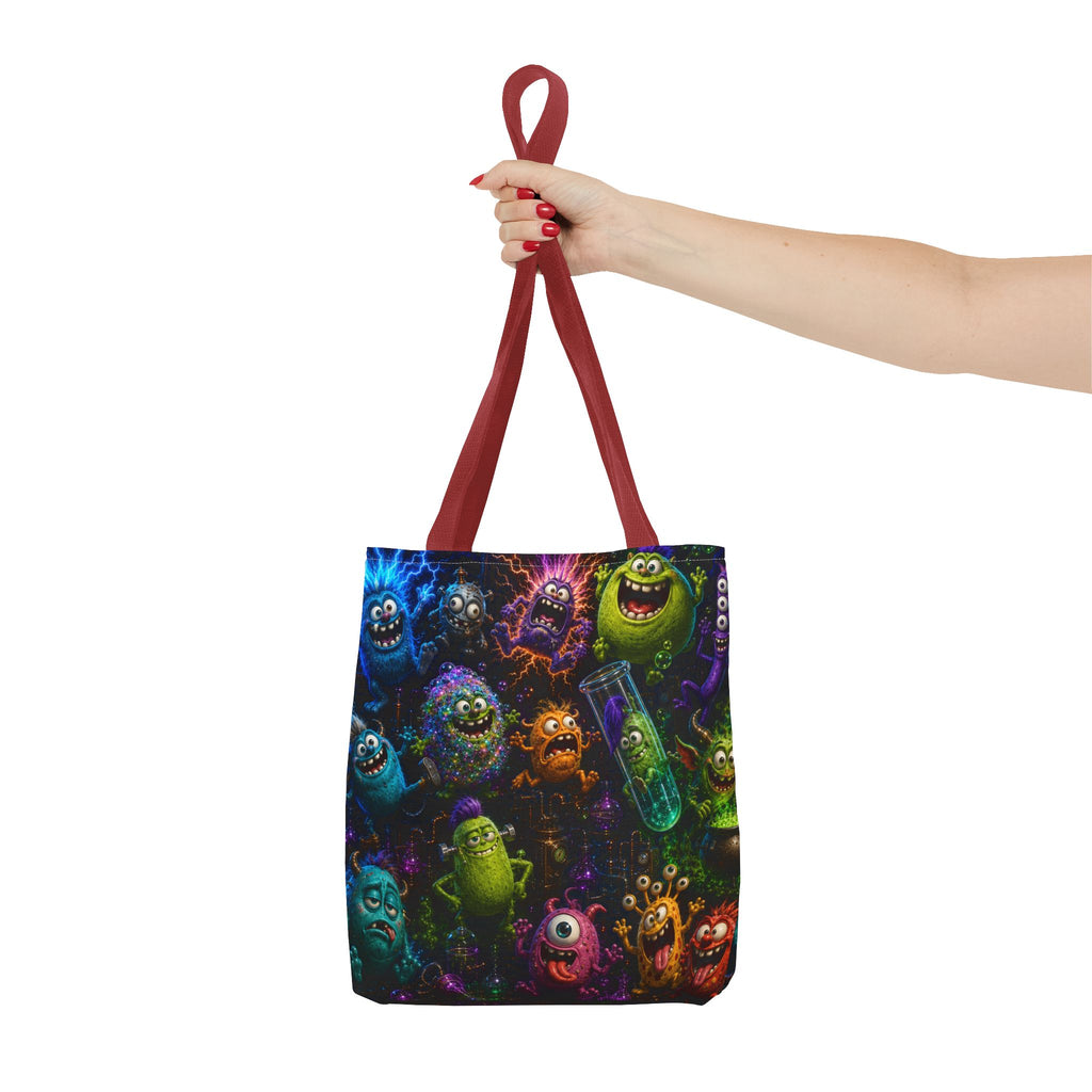 Mad Scientist Monsters Tote Bag – Colorful Laboratory Creature All-Over Print