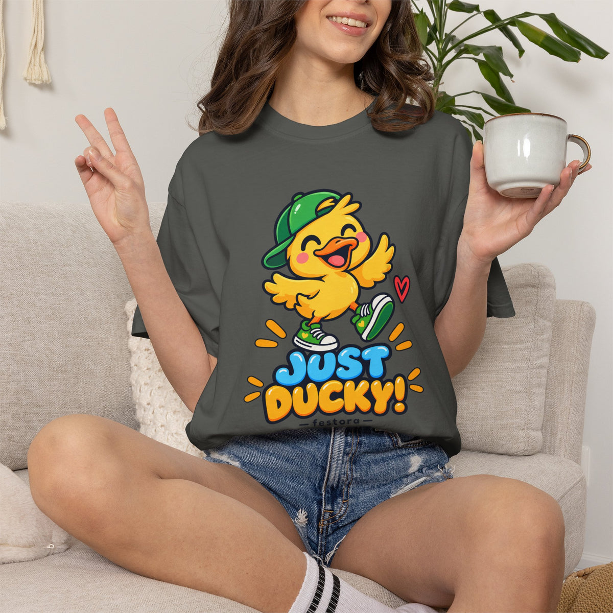 Just Ducky! – Cute Happy Duck Graphic T-Shirt