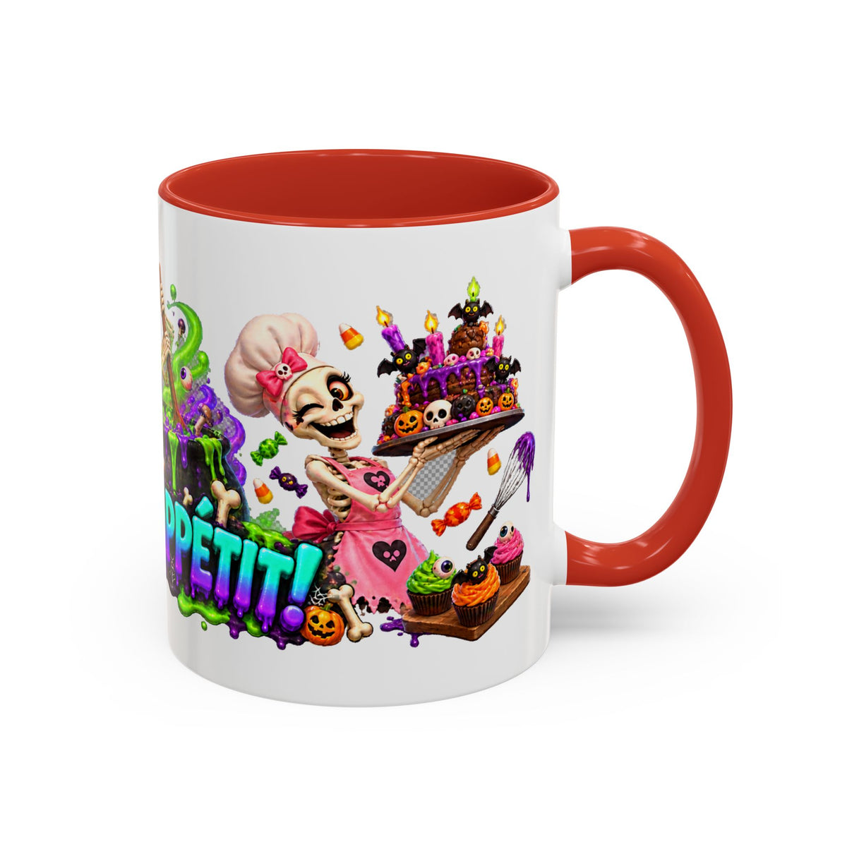 Bone Appetit Skeleton Chefs Halloween White Mug