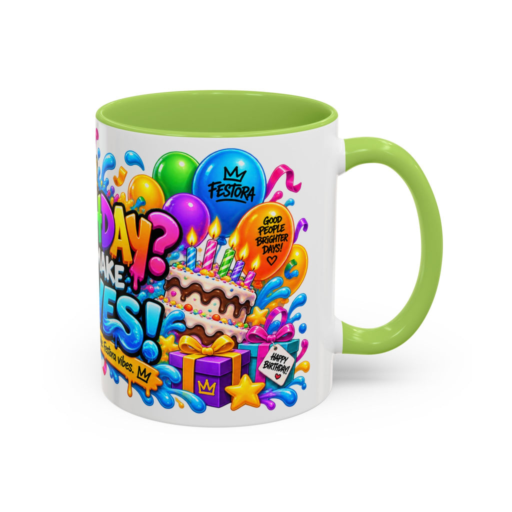 BIRTHDAY? LET’S MAKE WAVES! White Ceramic Mug – Funny Shark Birthday Coffee Cup – Original FestoraShop Design