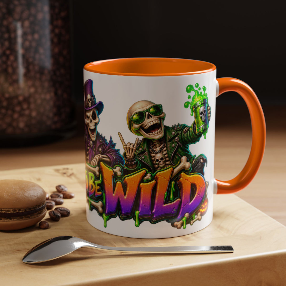 Bone to Be Wild Skeleton Crew Halloween White Mug