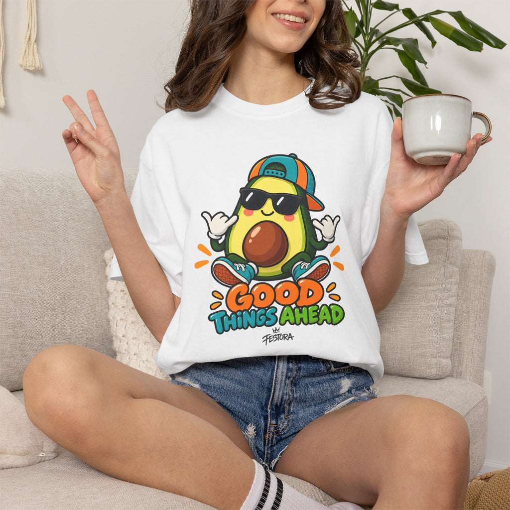 Good Things Ahead Avocado Graphic T-Shirt | Festora Everyday
