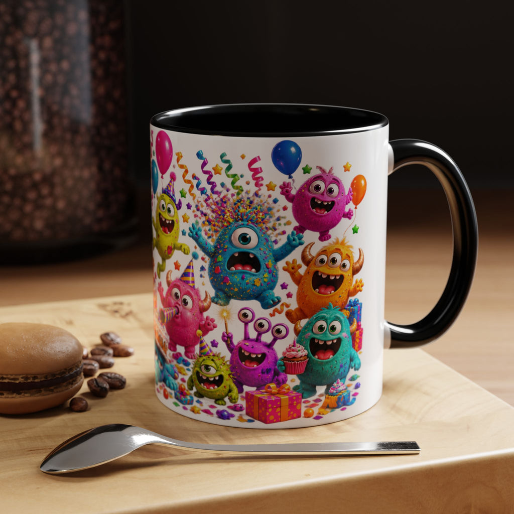 Birthday Mode On Monsters Coffee Mug — Colorful Party Coffee Cup (11/15oz)