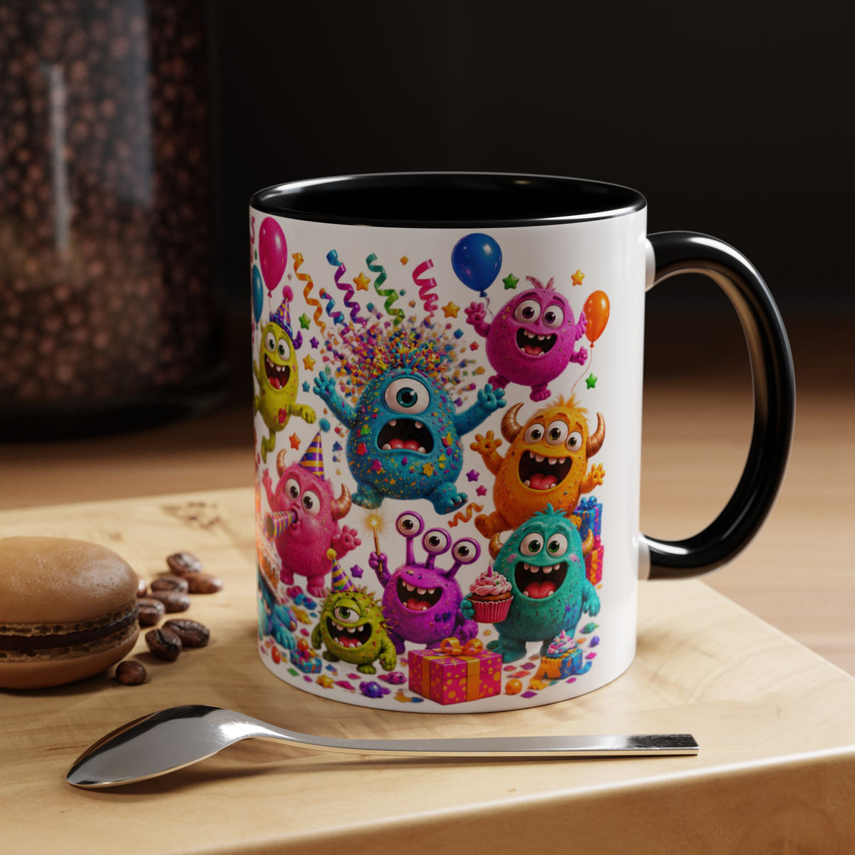 Birthday Mode On Monsters Coffee Mug — Colorful Party Coffee Cup (11/15oz)