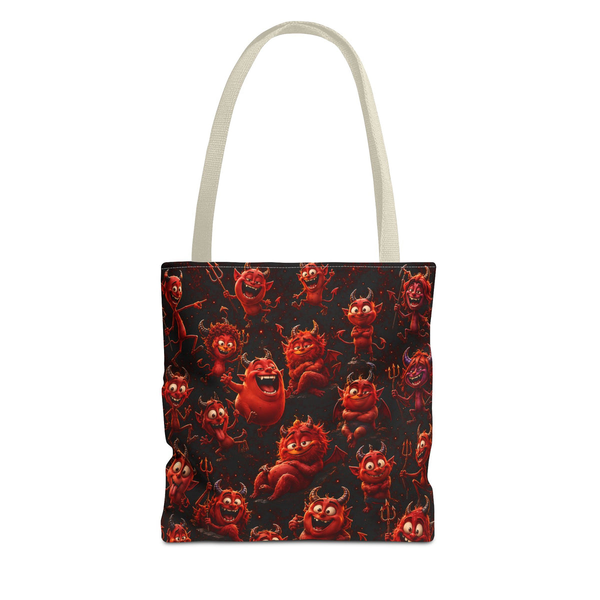 Funny Red Devils Tote Bag - Cute Mischievous Demon All-Over Print