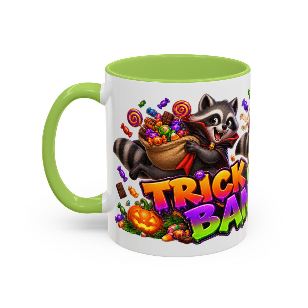 Trick or Treat Bandits Raccoons Halloween White Mug