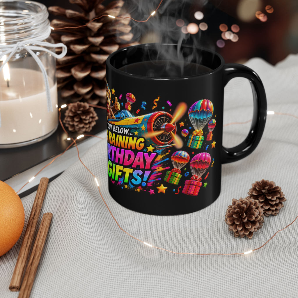 Birthday Gifts Mug — Colorful 'It's Raining Birthday Gifts!' Celebration Coffee Cup