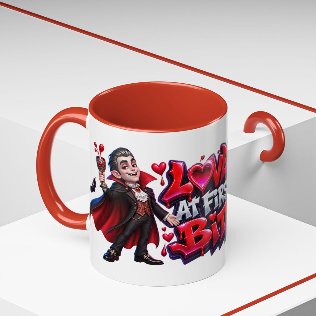 Love at First Bite Funny Vampire Halloween White Mug