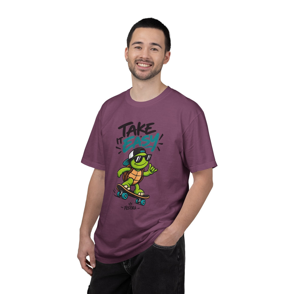 Take It Easy Skate Turtle Graphic T-Shirt | Festora Everyday