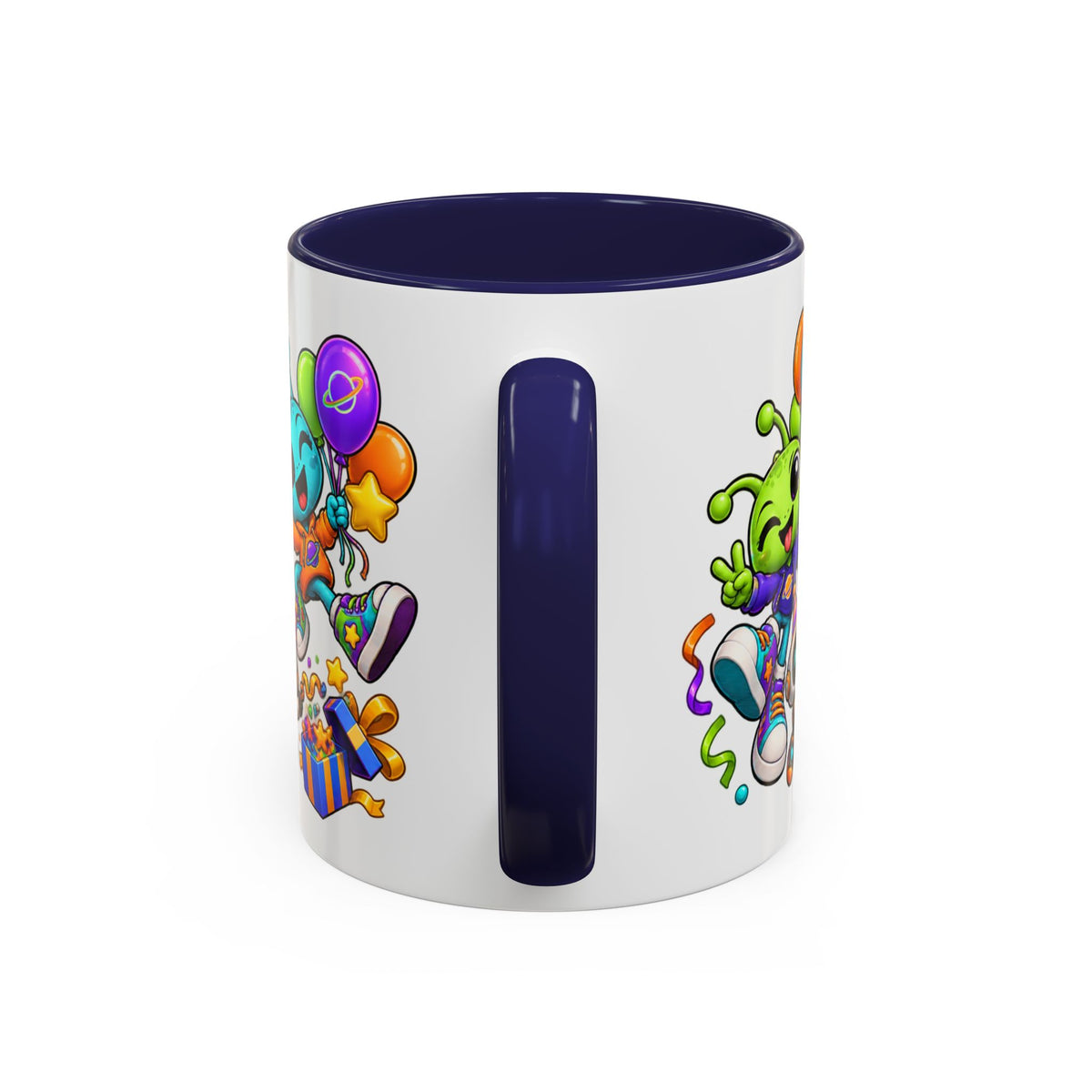 Happy Birthday Alien Mug – Colorful Space Party Cup with Cute Aliens & Robots