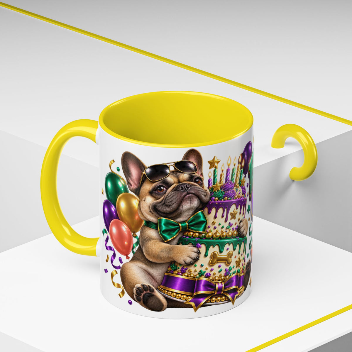Built for Cake Born to Party French Bulldog White Mug
