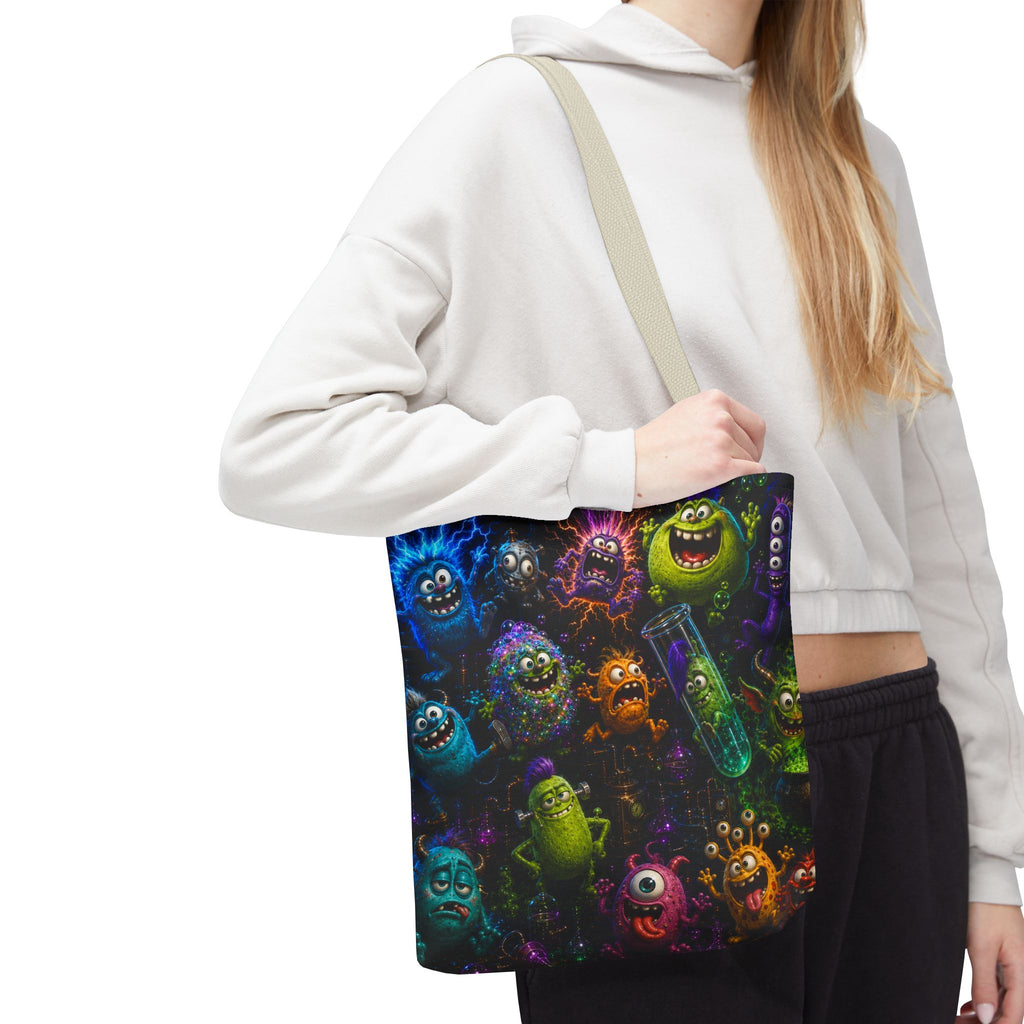 Mad Scientist Monsters Tote Bag – Colorful Laboratory Creature All-Over Print