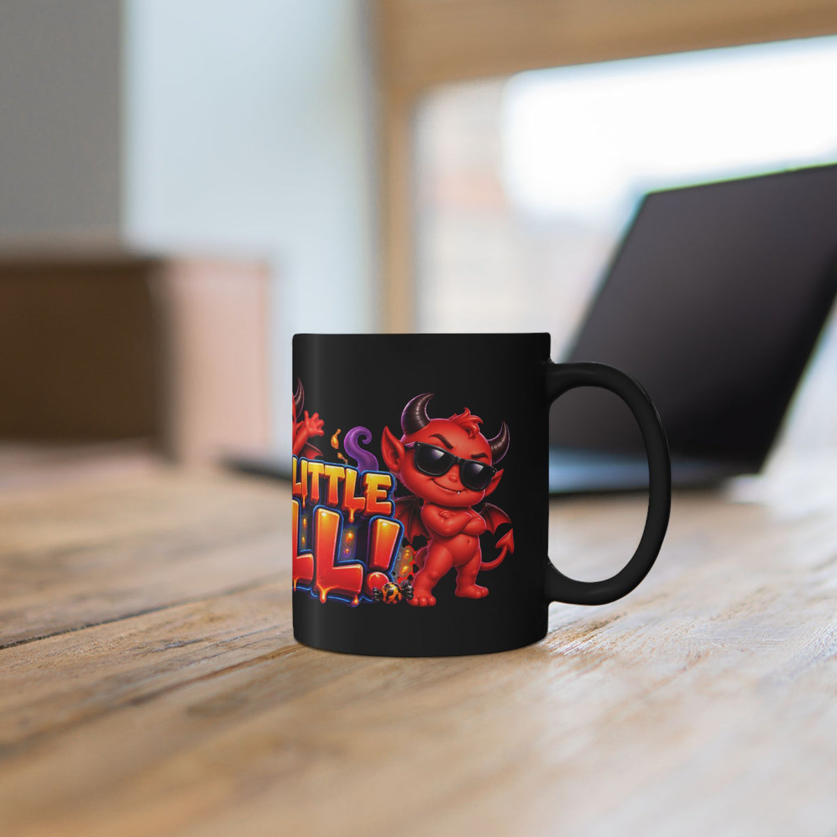 Mischievous Little Devil Halloween Black Mug