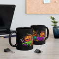 Too Lit to Quit Halloween Pumpkin Party Black Mug