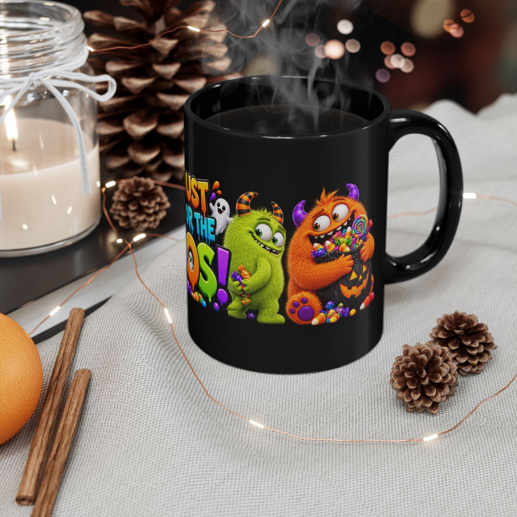 I’m Just Here for the Boos Funny Halloween Monster Black Mug