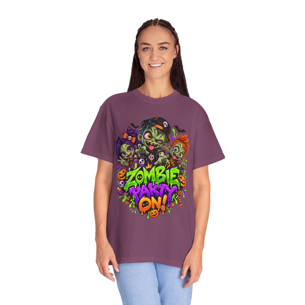 Zombie Party On! – Halloween Zombie Crew Graphic T-Shirt