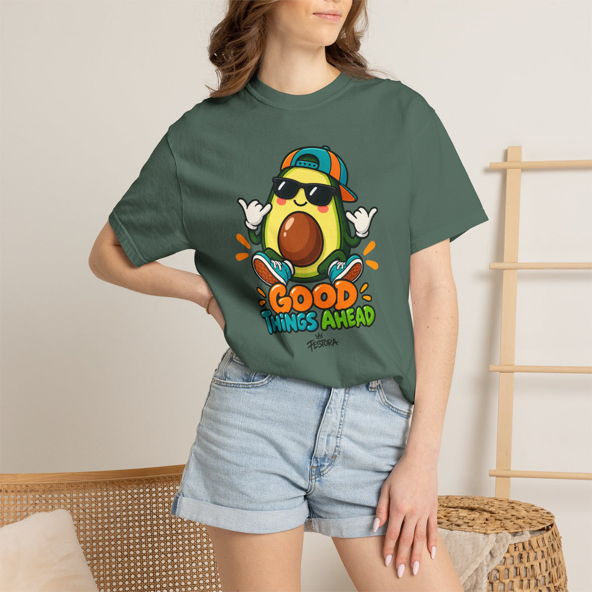 Good Things Ahead Avocado Graphic T-Shirt | Festora Everyday