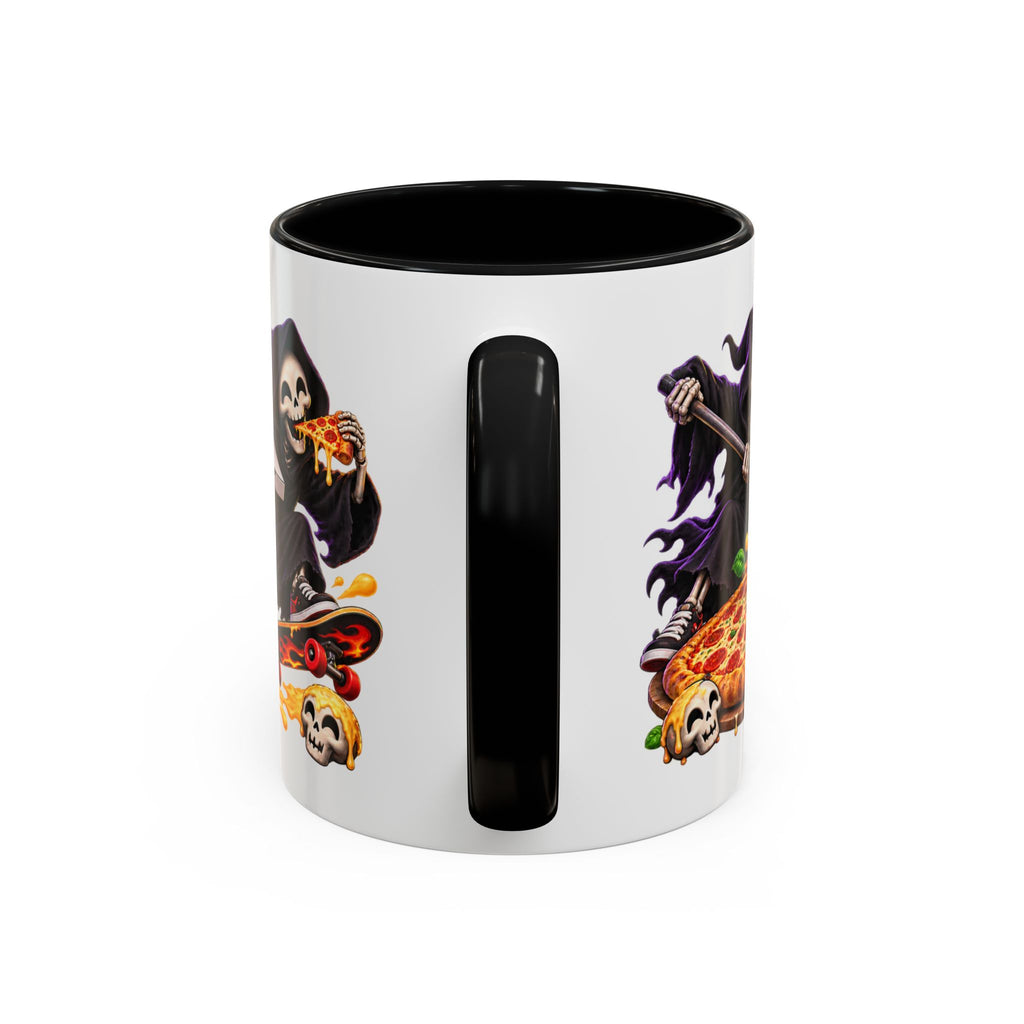 Slice to Meet You Funny Grim Reaper Pizza Halloween White Mug