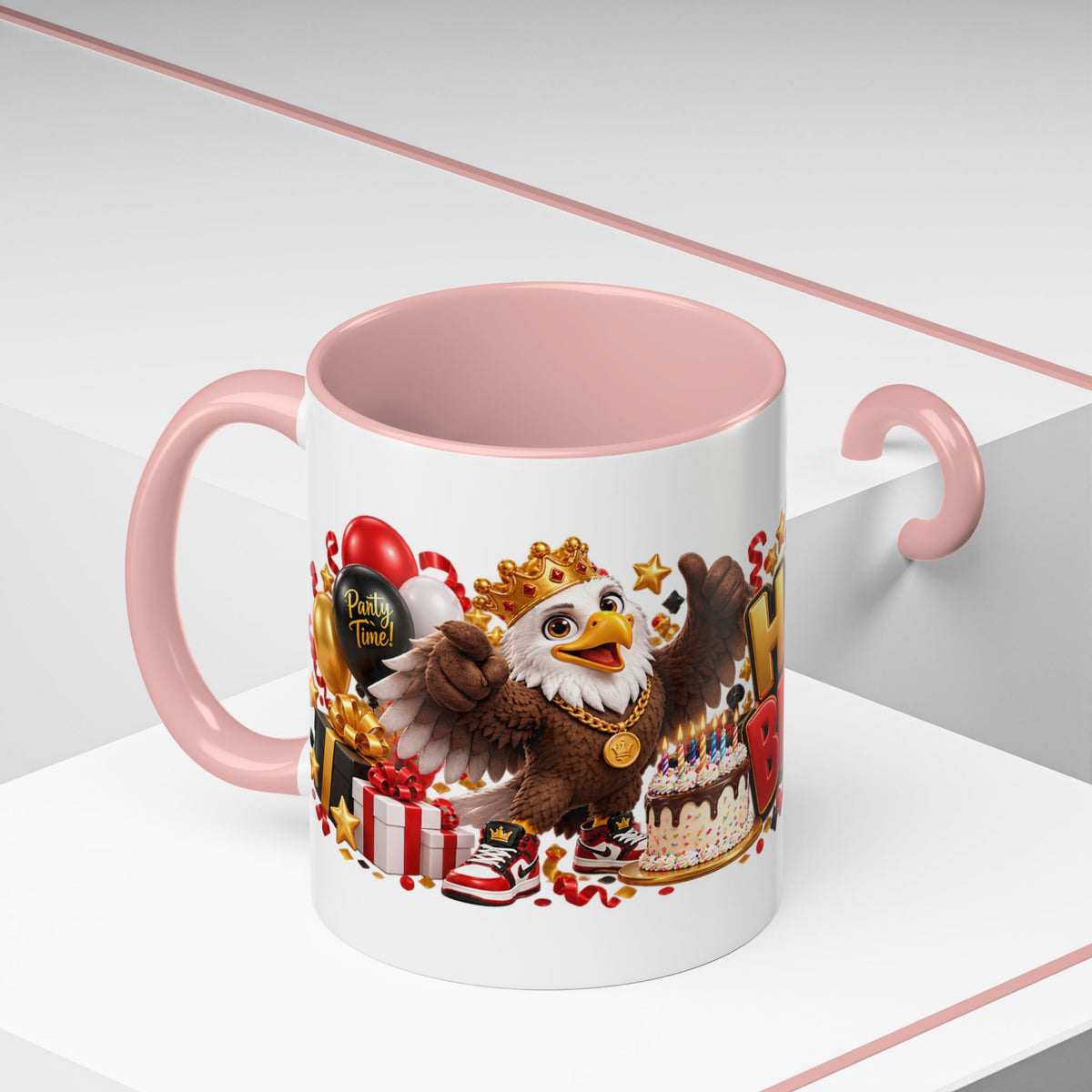 Happy Birthday Eagle Mug – Colorful 3D Birthday Gift – White Coffee Mug