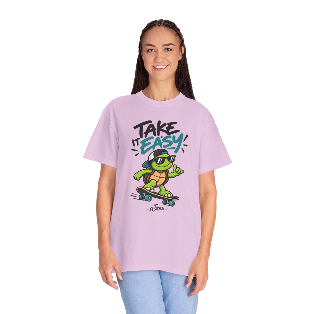 Take It Easy Skate Turtle Graphic T-Shirt | Festora Everyday