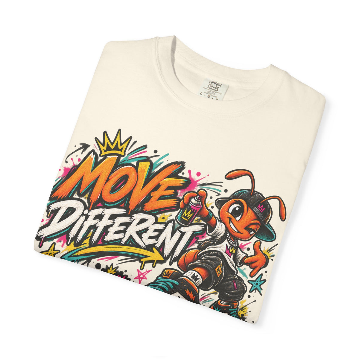 Move Different Graphic T-Shirt — Streetwear Skate Ant Mascot Design