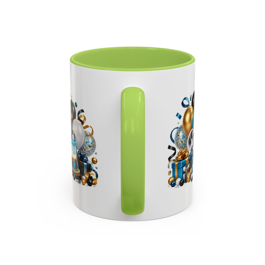 Happy Birthday White Tiger Mug – Colorful 3D Birthday Gift – White Coffee Mug