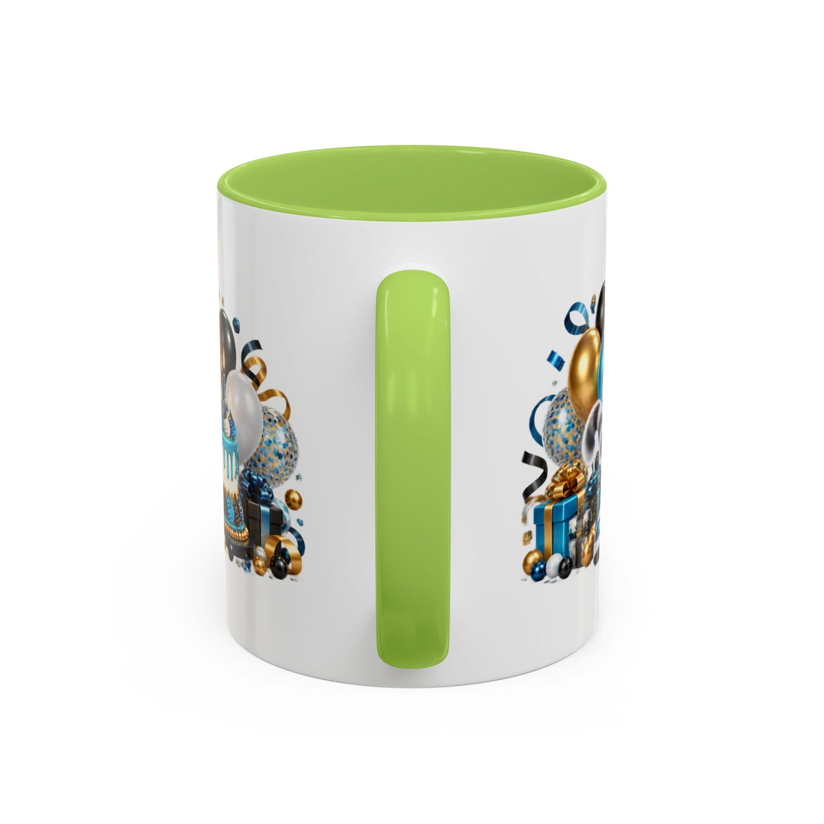 Happy Birthday White Tiger Mug – Colorful 3D Birthday Gift – White Coffee Mug