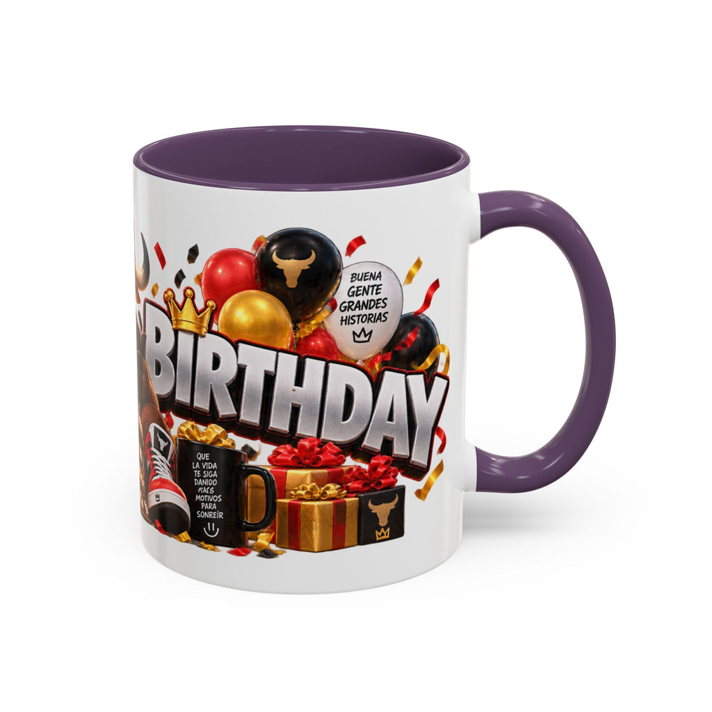 Happy Birthday Bull Mug – Colorful 3D Birthday Gift – White Coffee Mug
