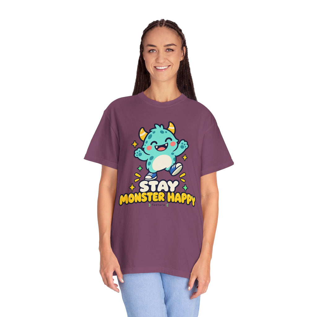 Stay Monster Happy – Cute Monster Graphic T-Shirt