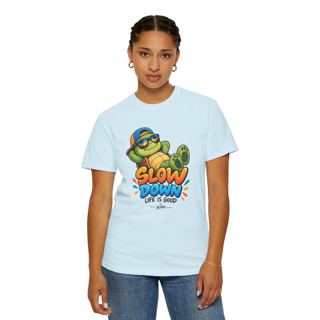 Slow Down, Life Is Good – Turtle Graphic T-Shirt | Festora Everyday