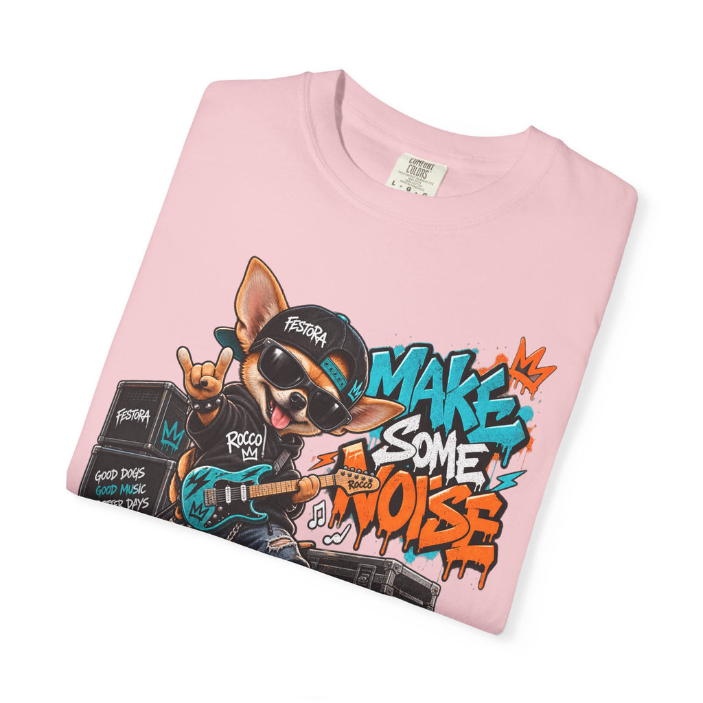 Make Some Noise Rocco Graphic T-Shirt — Streetwear Rock Dog Tee