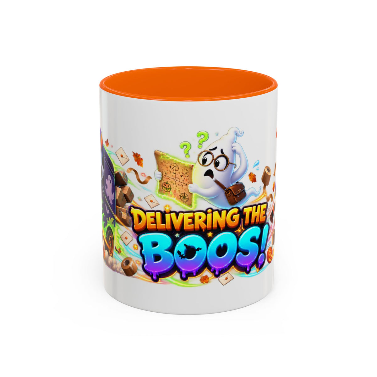 Delivering the Boos Ghost Delivery Halloween White Mug