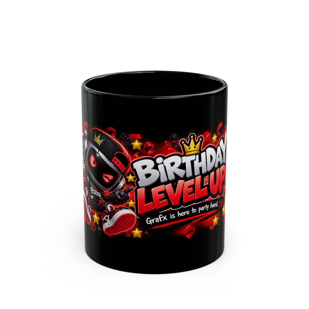 Birthday Level Up Festora Bot Mug – Grafx Robot Birthday Coffee Cup