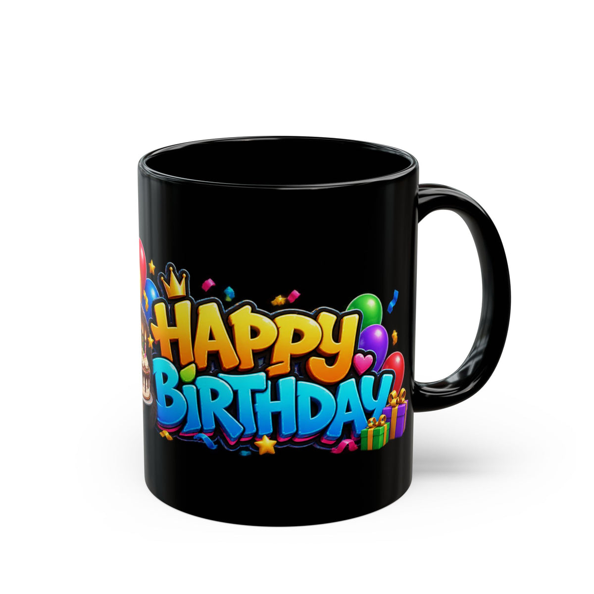 Gorilla Happy Birthday Mug - Bold 3D Party Design on Black Mug