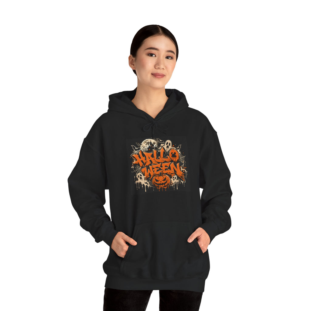 Halloween Graffiti Hoodie - Spooky Ghosts & Pumkin Graphic Sweatshirt