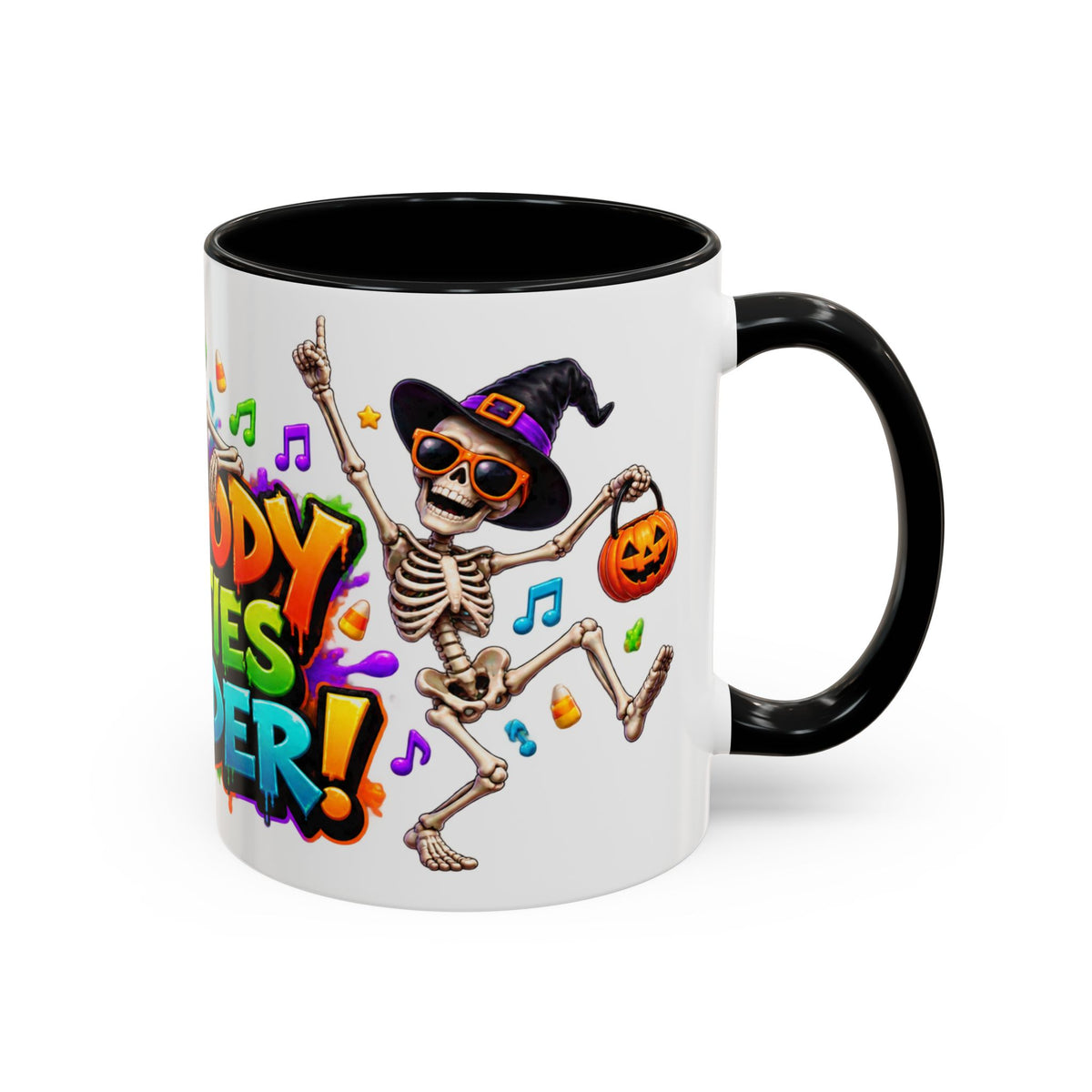 No Body Parties Harder Halloween Skeleton Party White Mug
