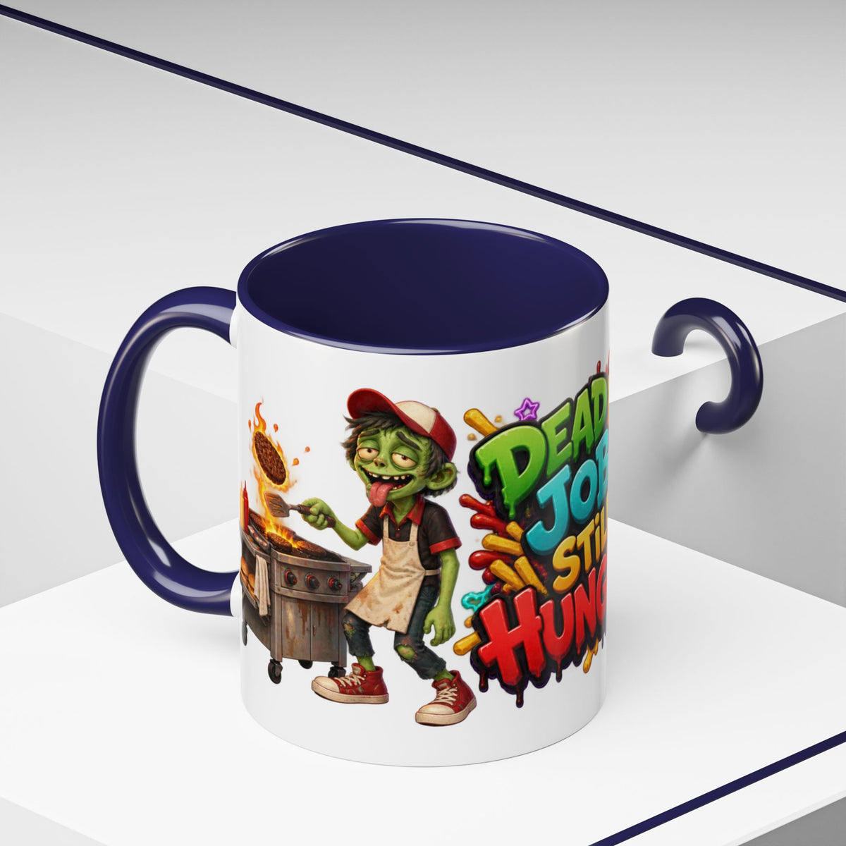 Dead End Job Still Hungry Funny Zombie Halloween White Mug