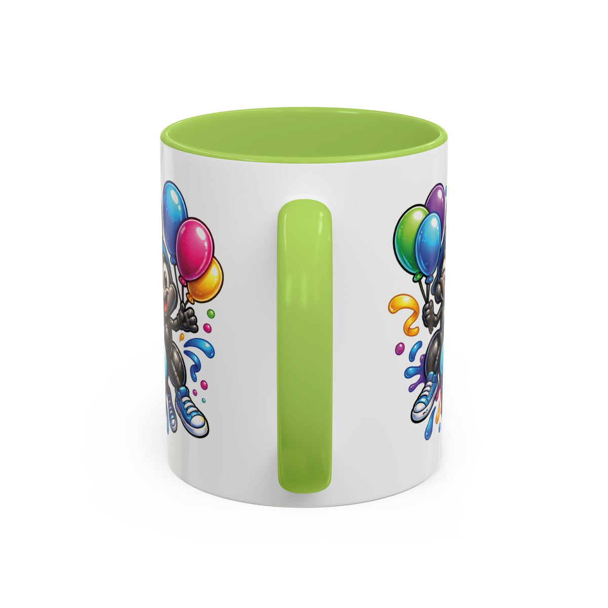Happy Birthday Cartoon Mug – Graffiti Ants, Birthday Cake, Balloons & Confetti Coffee Cup