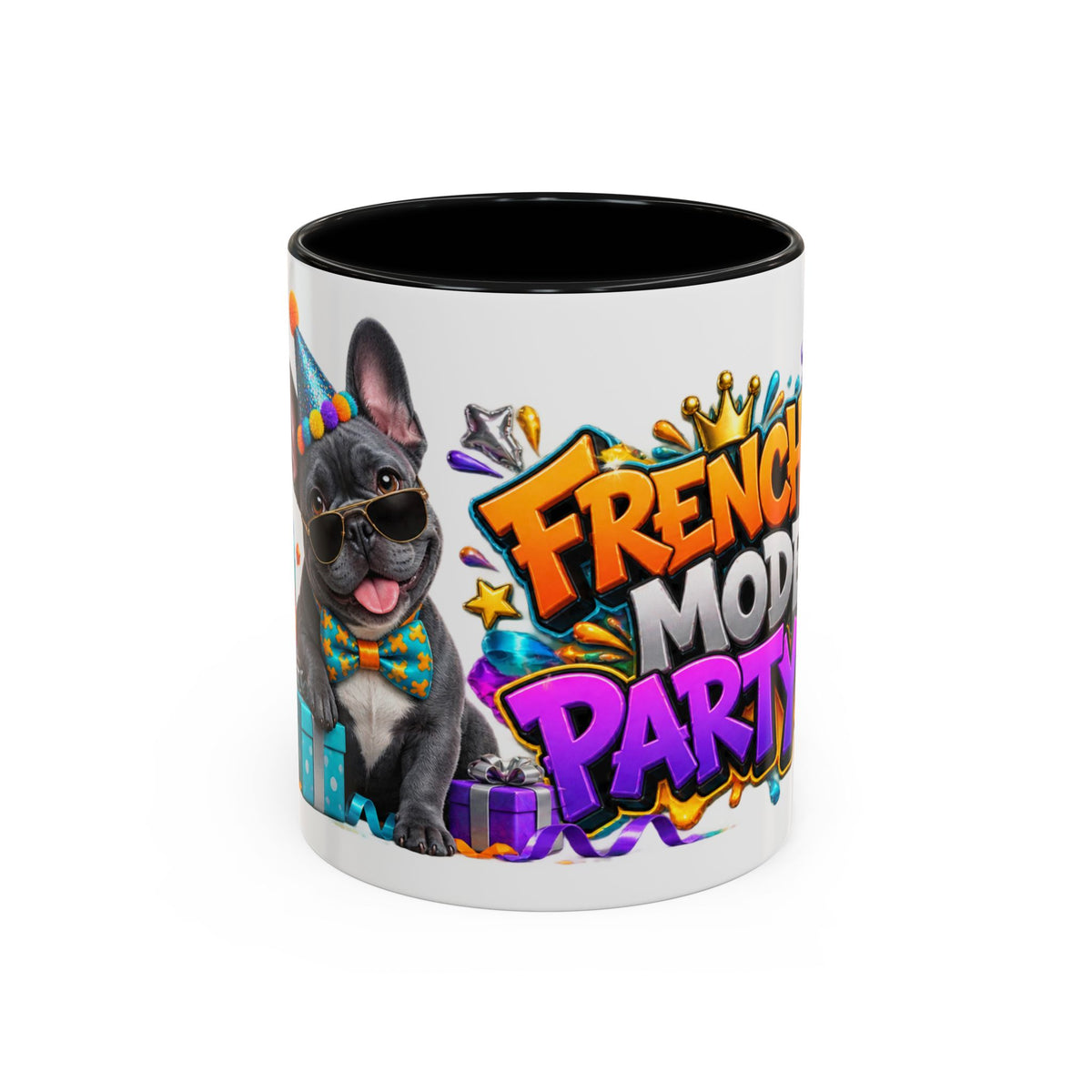 Frenchie Mode Party On French Bulldog Birthday White Mug