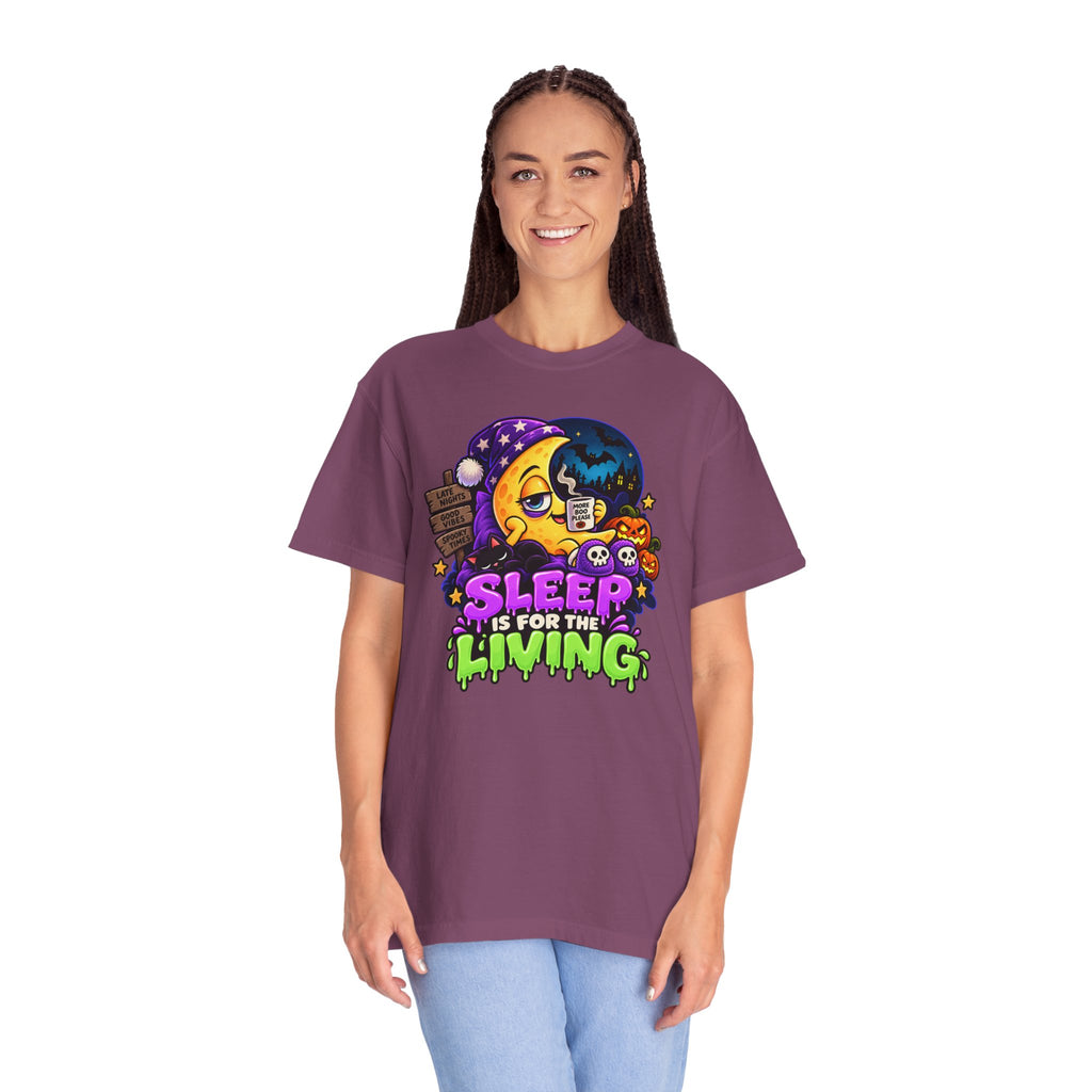 Sleep Is for the Living – Funny Halloween Moon T-Shirt