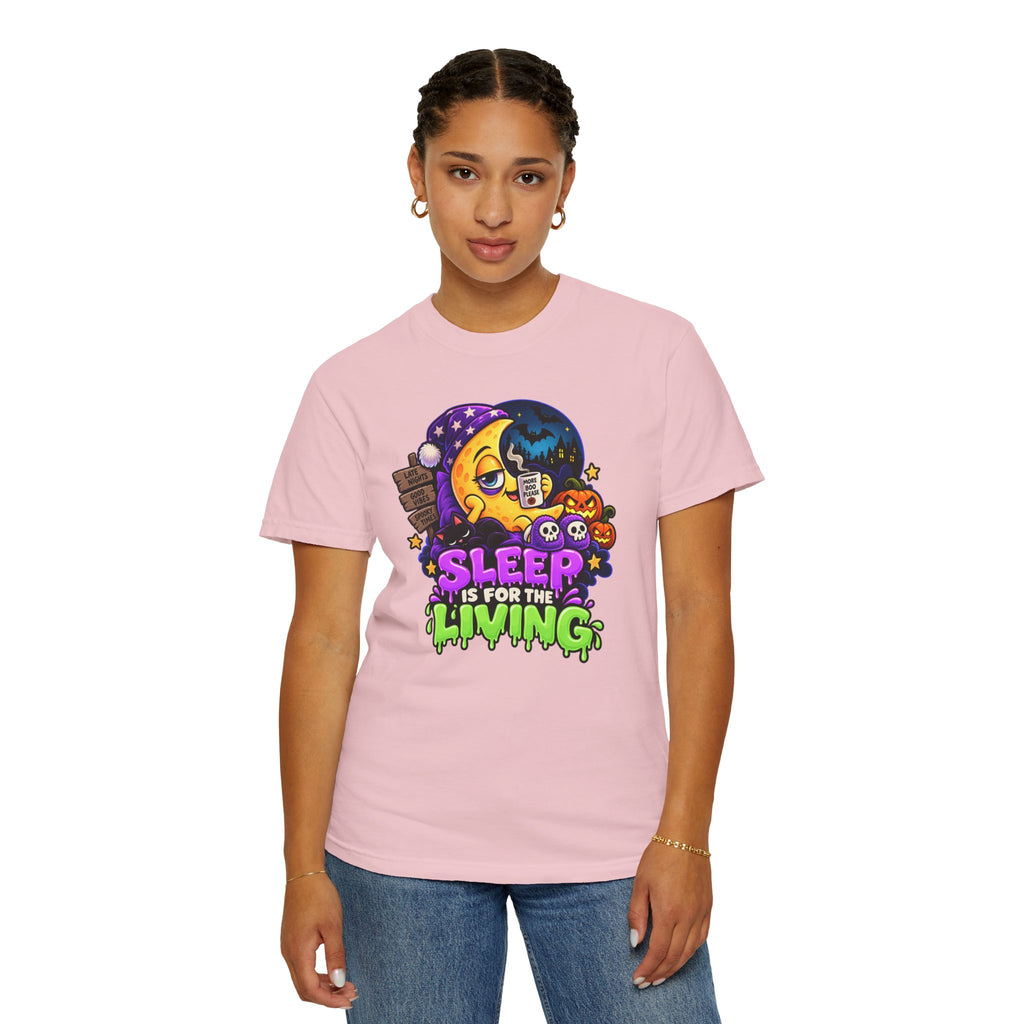 Sleep Is for the Living – Funny Halloween Moon T-Shirt