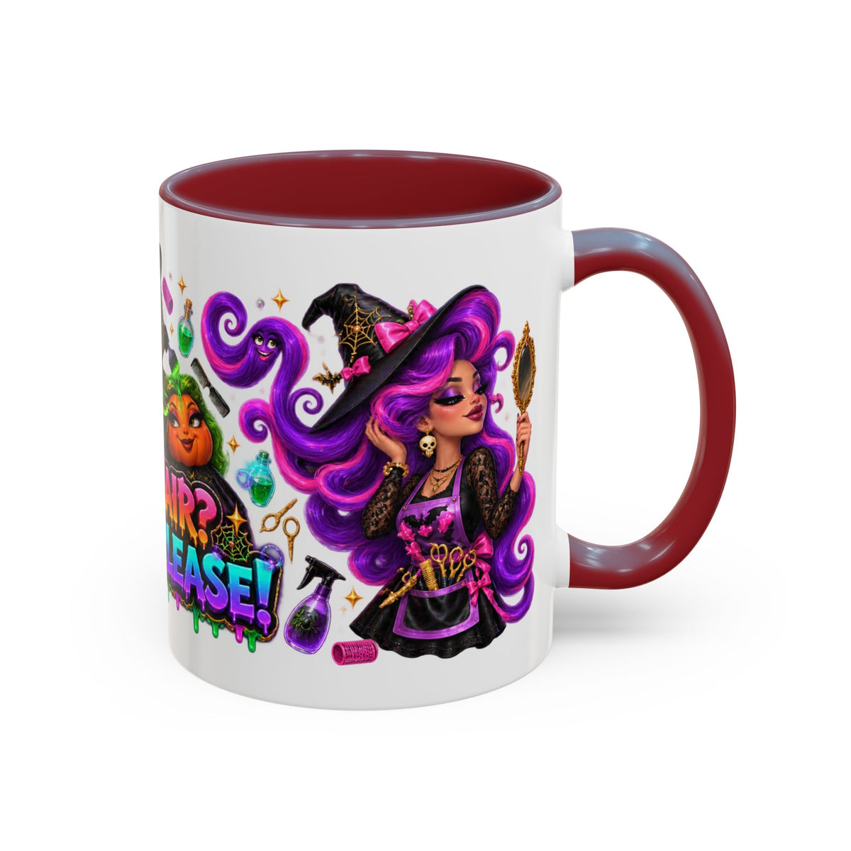 Bad Hair Witch Please Halloween Hairstylist White Mug