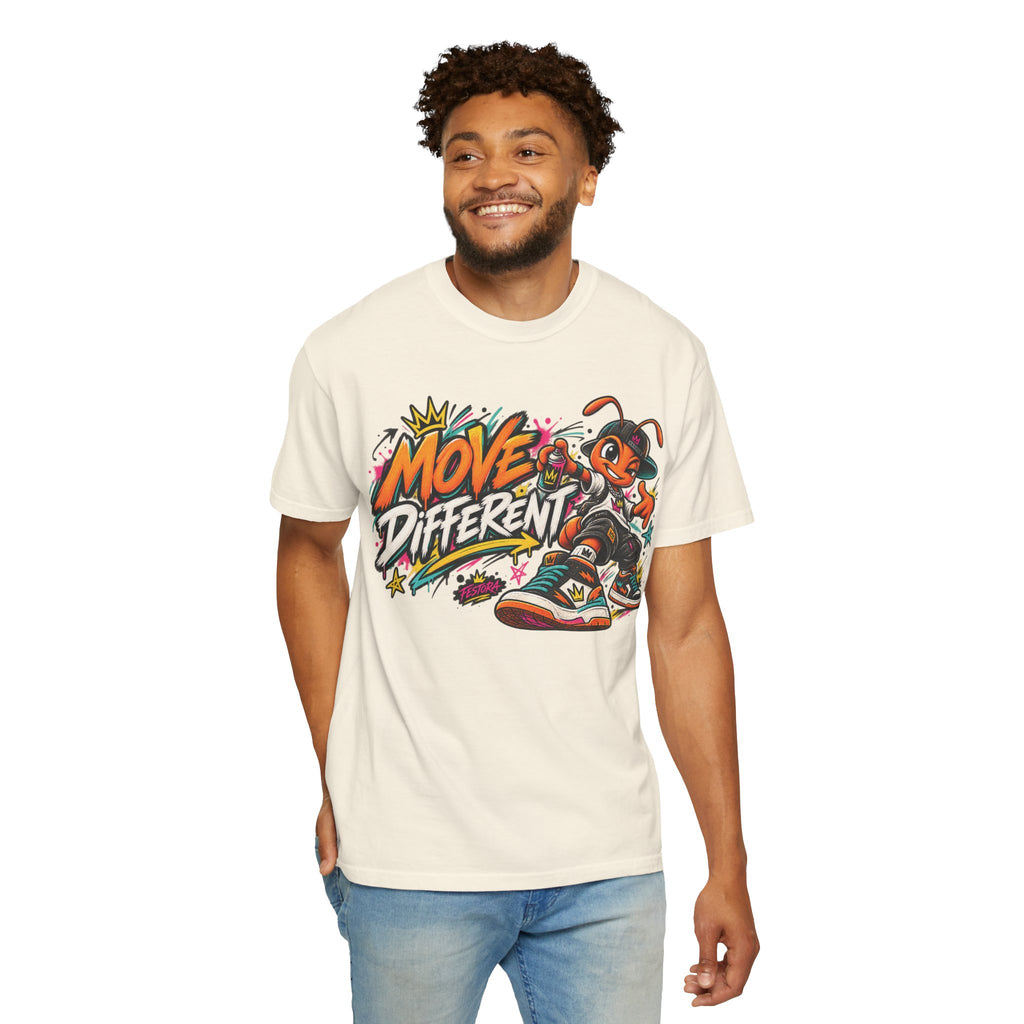 Move Different Graphic T-Shirt — Streetwear Skate Ant Mascot Design