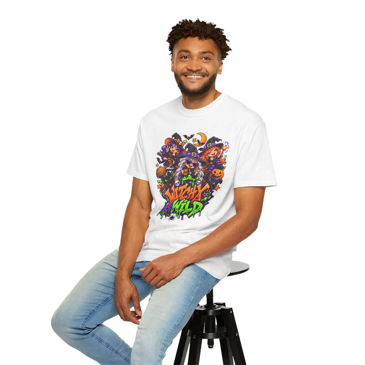 Witchy & Wild – Halloween Witch Crew Graphic T-Shirt