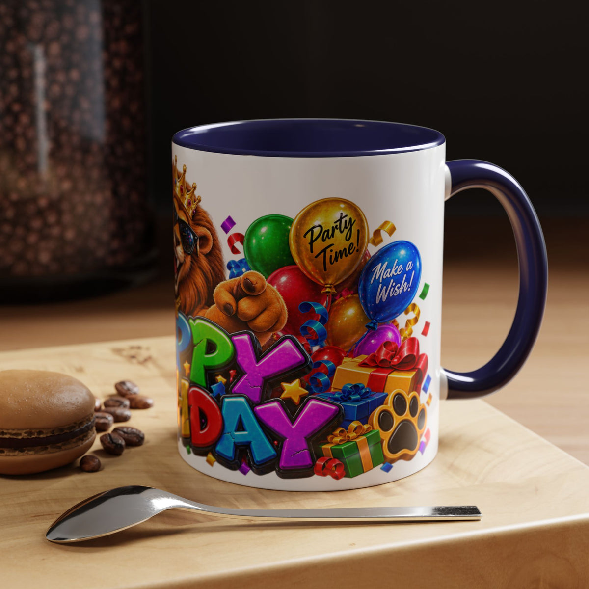 Lion Happy Birthday Mug – Colorful 3D King Celebration Design