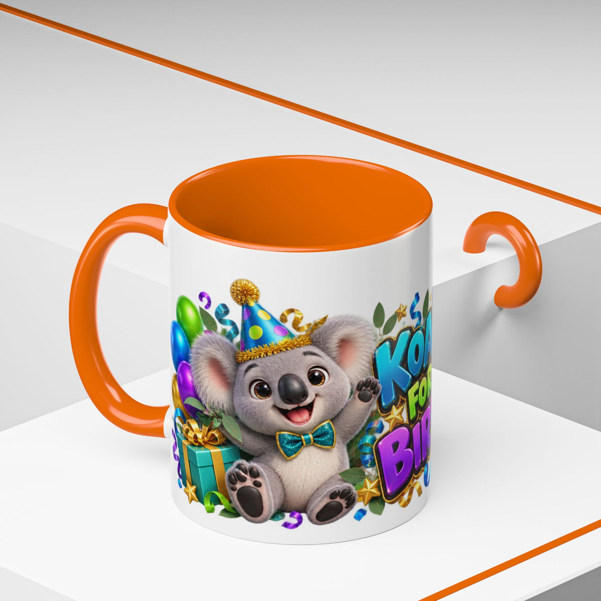 Koala-Fied for a Great Birthday White Mug – Cute Koala Birthday Cup, Colorful Fun Party Gift