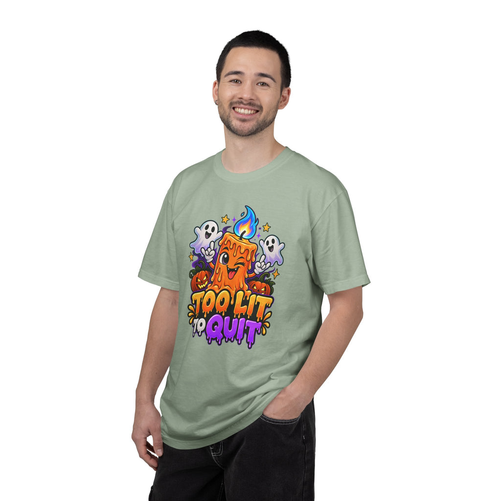 Too Lit to Quit – Funny Halloween Candle T-Shirt