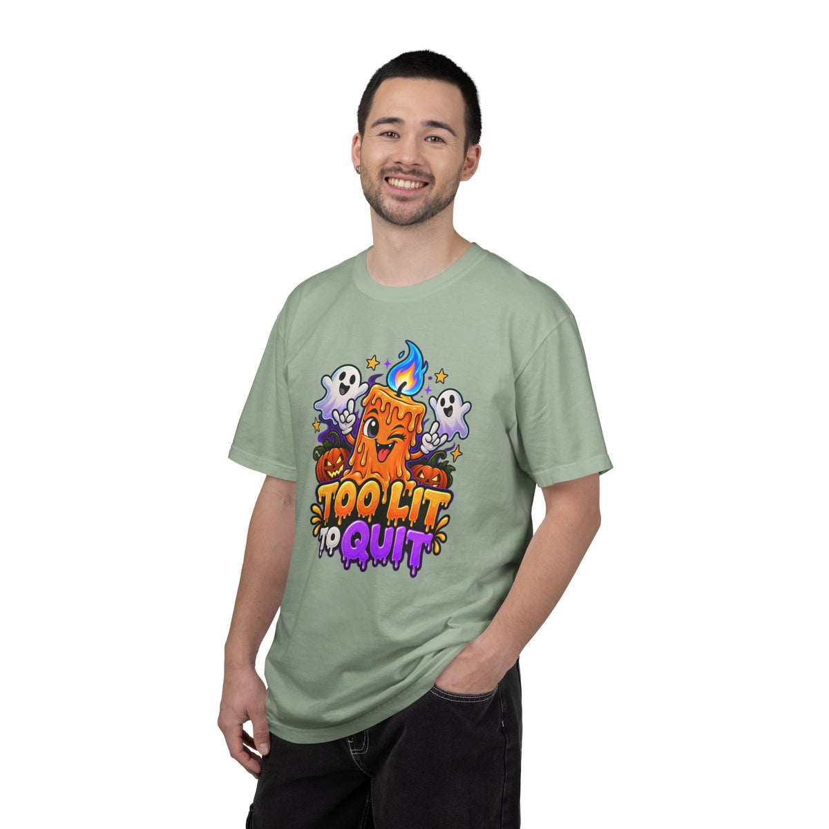 Too Lit to Quit – Funny Halloween Candle T-Shirt